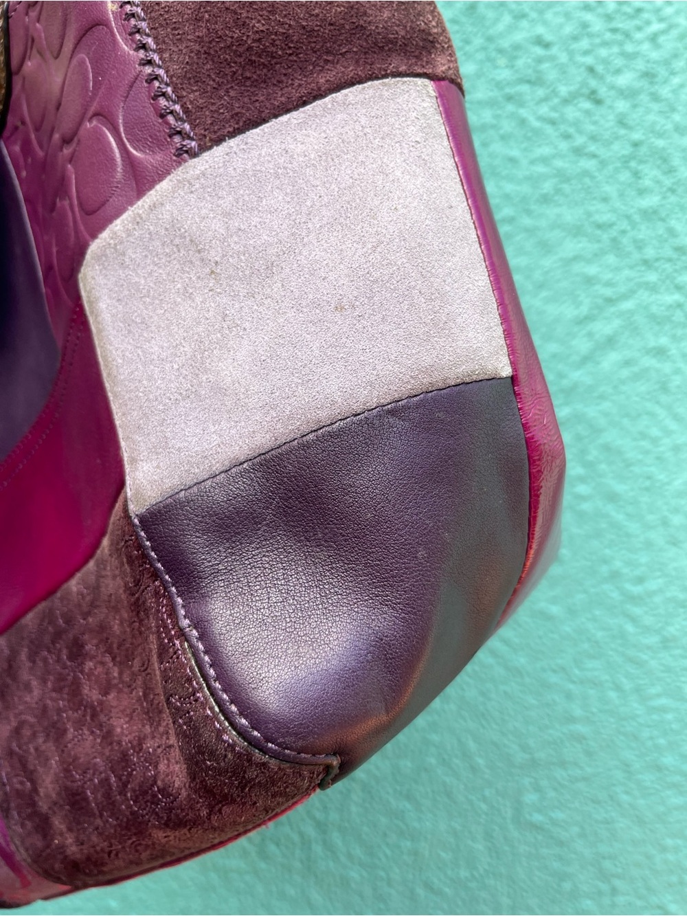 COACH Y2K Purple Patchwork Suede Tote Bleecker 14045 - Picture 4 of 7